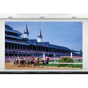 Imagem de Nepnuser Cenário de cabine fotográfica Kentucky Derby para corridas de cavalos Churchill Downs para ambientes internos e externos, fotografia de festa, decoração de fundo de casa