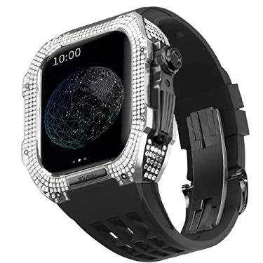 Imagem de TONECY Kit de modificação de relógio, kit de pulseira de relógio de luxo para Apple Watch 8 Ultra 45mm luxo viton pulseira estojo de titânio para Iwatch 7 8 45mm modificação de atualização