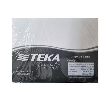 Imagem de Jogo de Cama Teka 100% algodão 150 Fios Linha Diamante Casual (BRANCO, SOLTEIRO)
