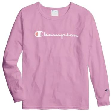 Imagem de Champion Camiseta feminina de manga comprida (cores aposentadas), Poeny rosa, M