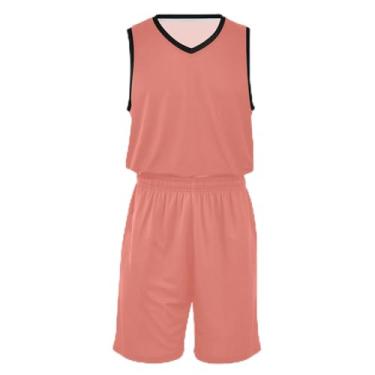 Imagem de Camiseta de basquete para meninas, cor roxa e rosa, ajuste confortável, camiseta de treino de futebol 5 a 13 anos, Salmão, M