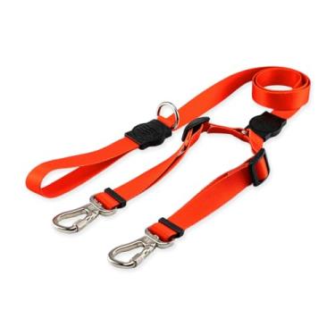 Imagem de Dog Trip Brasil Coleira Guia Dupla Para Cães Cachorro Adestramento Passeio Tamanho Porte Grande Médio Pequeno (M, Red)