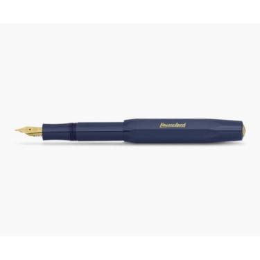 Imagem de Caneta-tinteiro Kaweco Sport Classic azul marinho, ponta fina com clipe octogonal esportivo Kaweco dourado