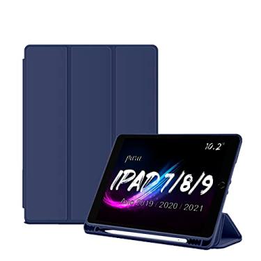 Imagem de Smart Case C/Suporte Pencil Para Apple iPad 7ª 8ª 9ª Geração De10.2" Pol. Model A2197 A2200 A2198 / A2270 A2428 A2429 A2430 / A2602 A2604 A2603 A2605 Ano 2019/2020 /2021 - Alamo (AZUL)