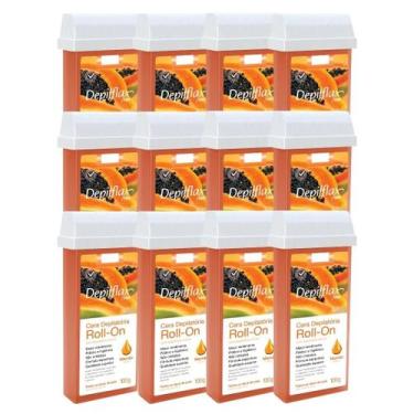 Imagem de Kit 12 Refil Cera Depilatoria Corporal Profissional Depilação Roll On 