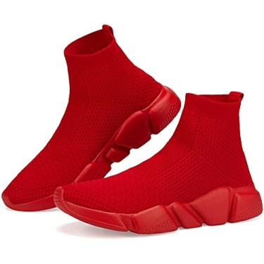 Imagem de Tênis de corrida masculino de malha respirável da Santiro, tênis esportivo casual, leve, sapato esportivo, High Top All Red, 9.5