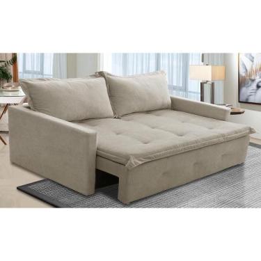 Imagem de Sofá Sem Caixa Retrátil e Reclinável 1,85m com Molas Cloe Boucle Bege 