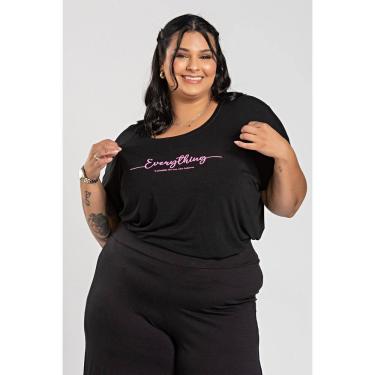 Imagem de T-shirt Feminina Plus Size Malha Viscose c/ Estampa "Everything" - Serena