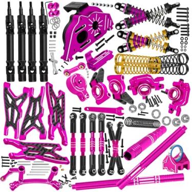 Imagem de hopsupRC RC Shocks&Arms&Caster Blocks hubs&25T Direct Mount Servo Saver&Steering Bellcranks&CVD&Support&Gearbox&Center Driveshafts&Turnbuckles Links Parts for 1/10 Big Rock 4X4 V3 3S BLX,Pink