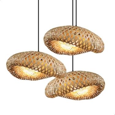 Imagem de Kit 3 Luminária de Teto Lustre Pendente Bambu Honolulu Mini Rústico 40cm Bamboo Madeira