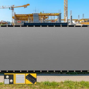 Imagem de SHADESPEARE Tela de privacidade de cerca cinza de 1,5 m x 1,5 m, com ligações e ilhós, resistente para jardins, quintal, pátio, quadra de tênis, piscina, projeto de construção, eventos ao ar livre, personalizados