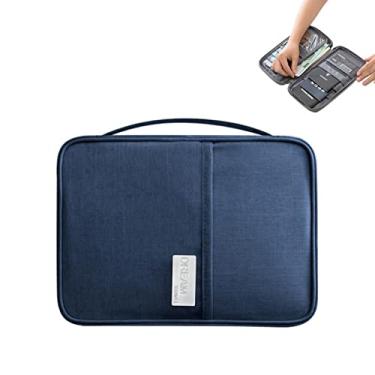 Imagem de Organizador de documentos de viagem, bolsa de armazenamento de documentos multifuncional à prova d'água, suporte de cartão de passagem aérea de grande capacidade, porta-cartões de documentos de