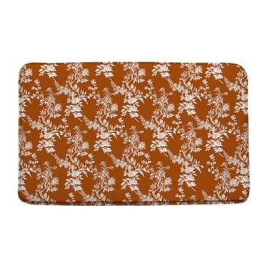 Imagem de AEMBEE Tapete de banho floral primavera rústico folhas brancas flor natureza tapete de banheiro tapete de espuma de memória, 48 x 75 centímetros