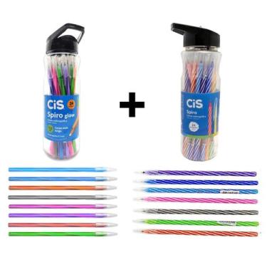 Imagem de Caneta Esferográfica 0.7mm Cis Spiro 2 Potes Glow e Sortidas