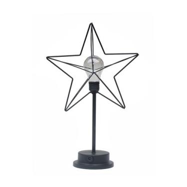 Imagem de Abajur Aramado Luminária de Mesa Estrela Pilha/USB Preto - Shop Aniz
