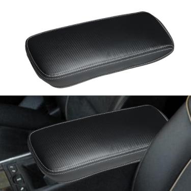 Imagem de INTGET Capa de descanso de braço para console central para acessórios Chevy Impala 2014-2020 fibra de carbono com almofada fina tampa de console central para acessórios de carro Chevrolet Impala 2014