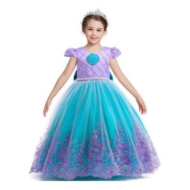 Imagem de Vestido Sereia Princesa Ariel Festa Luxo Aniversário Baile F - Baby Pl