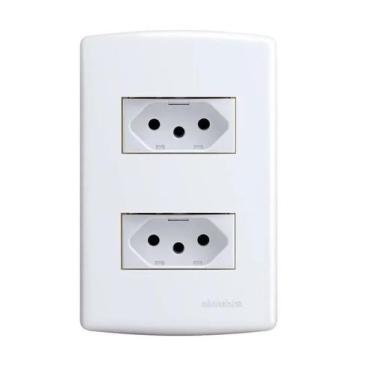 Imagem de Conjunto Tomada Dupla 10A 2p+T 4x2 Branca Siena 6083 Alumbra