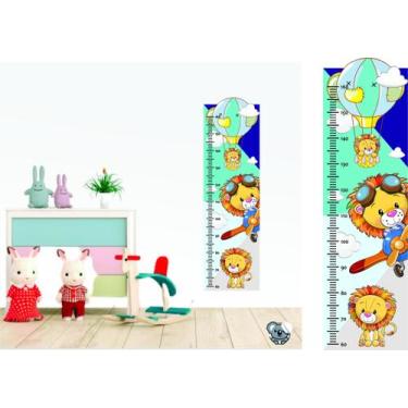 Imagem de Adesivo de Parede Régua de Crescimento Leão Aviador Cute - Colakoala A