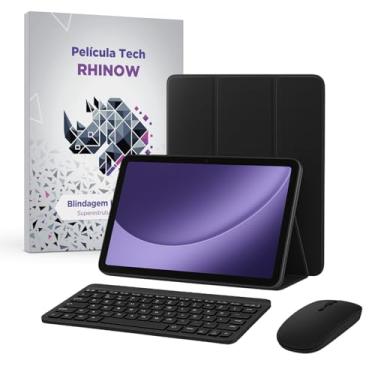 Imagem de Kit Capa Preta Slim Samsung Galaxy Tab A9+ Plus + Película de vidro + Teclado e Mouse (Rhinow)