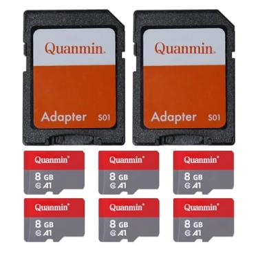 Imagem de Quanmin Pacote com 6 cartões de memória flash Micro SD/TF de 8 GB C10 A1 para câmera, tablet, celular, jogos, áudio automotivo e console (6 cartões + 2 adaptadores)