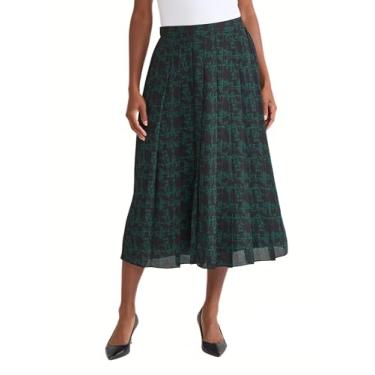 Imagem de Kasper Saia feminina plissada frontal, Preto/Evergreen, GG