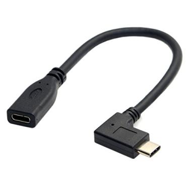 Imagem de Cablecc Cabo de extensão de dados de 90 graus com ângulo reto USB-C USB 3.1 tipo C macho para fêmea para MacBook Tablet 20 cm