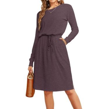 Imagem de Vestido de suéter Simier Fairy feminino, moda de outono, roxo, M - Sim