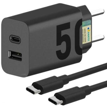 Imagem de Carregador De Celular Turbo 50w Type-c + Usb Com Cabo 1 Metro Lehmox -