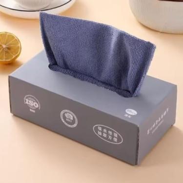 Imagem de Pano de Microfibra Multiuso, Cinza, 20x20cm, 20 Unidades em Caixa Dispensadora, Lavável para Limpeza Doméstica e Profissional