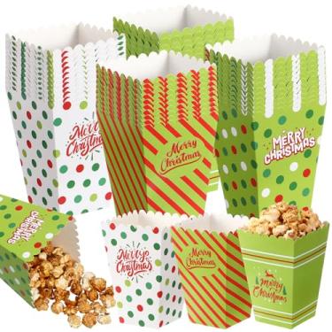 Imagem de Baderke 48 caixas de pipoca de Natal, mini caixa de doces de Natal, boneco de neve, papai noel, floco de neve, pipoca de papel para decoração de festa de Natal, 4 designs (estilo rena)