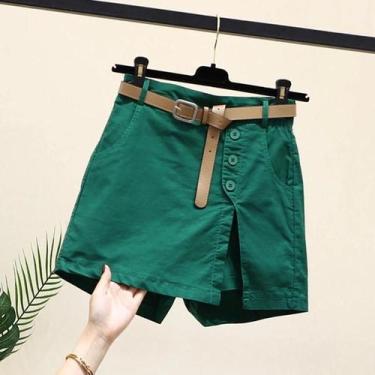 Imagem de Shorts Feminino Estilo Coreano com Cinto e Fenda Lateral - Moda Verão 
