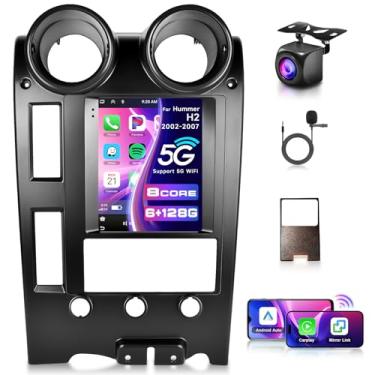 Imagem de Rádio estéreo automotivo Android 6+128G para Hummer H2 2002-2007 com Carplay sem fio Android Auto, unidade de cabeça de tela sensível ao toque de 9,7 polegadas com navegação GPS, Bluetooth, espelho