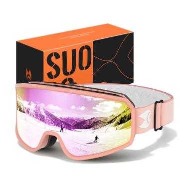 Imagem de suoso Óculos de esqui OTG para homens e mulheres, proteção UV400, óculos de snowboard anti-neblina para jovens e adultos, compatível com capacete