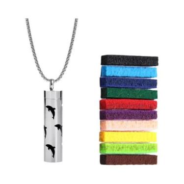 Imagem de Colar Difusor De Óleo Essencial Em Aço Inoxidável Para Mulheres Com Pa