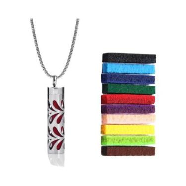 Imagem de Colar Difusor De Óleo Essencial Em Aço Inoxidável Para Mulheres Com Pa