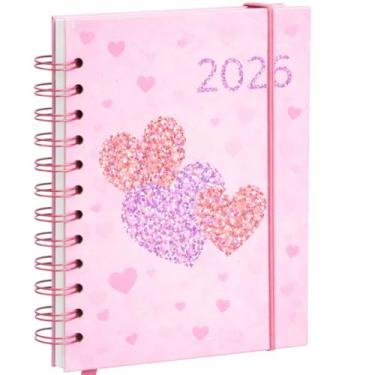 Imagem de Agenda 2026 Capa Dura Corações e Glitter Planner Semanal 336 Folhas 15x19 cm (ROSA CLARO)