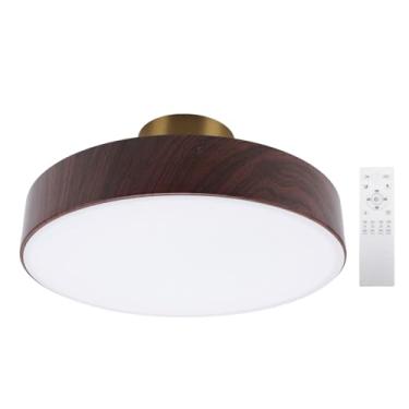 Imagem de FTVOGUE Luminária de Teto Moderna LED Redonda e Minimalista Luminária de Teto Com Controle Remoto, Temperatura de 3 Cores, Dimerização Contínua para Sala de Estar, Quarto, Cozinha (Cor noz)