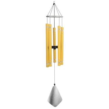 Imagem de ICE ARMOR Sino de vento longo sintonizado de 91 cm estátua de tubo amarelo tradicional escultura ornamento decoração de jardim ideias para inauguração de casa, feriados e aniversários, ótima adição