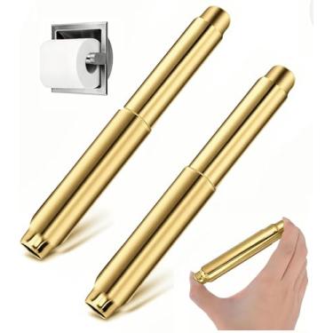 Imagem de Haste de substituição para suporte de papel higiênico de aço inoxidável 165 a 110 mm, rolo mola de ajuste universal, pressione para instalar rapidamente (2, dourado)