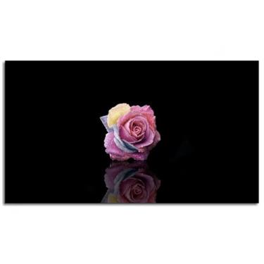 Imagem de Impressão em tela rosa pôster flor flor arte de parede para casa 1 peça decorações não ramed 33.0 cmx20.3 cm