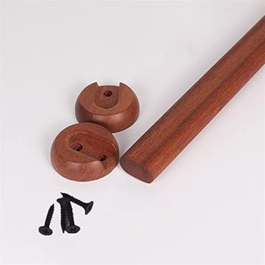 Imagem de Vara de armário oval de madeira para pendurar roupas, 1 pacote com poste de armário premium, barra transversal, varões de pendurar de faia natural polida para armário com suportes de extremidade para