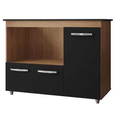 Imagem de Balcão Para Cooktop 5 Bocas 3 Portas Com Tampo Cortado Anita Savana / Preto