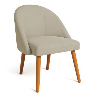 Imagem de Cadeira Poltrona De Jantar Luna Suede Pés Palito Castanho - Pallazio Cor Capuccino