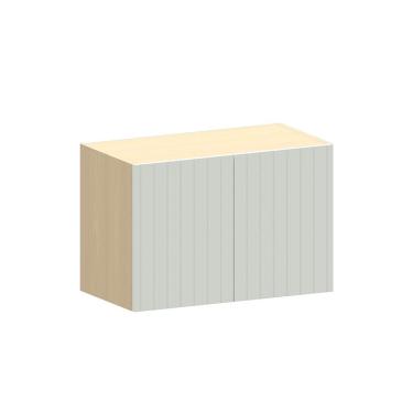 Imagem de Armário Aéreo Para Geladeira 100% Mdf 2 Portas 60cm Aura Luc Carvalho/cinza Cristal