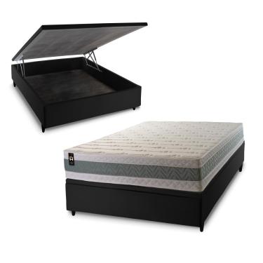 Imagem de Cama Box Baú Oxford 138x188 Preto Espuma D33 King House