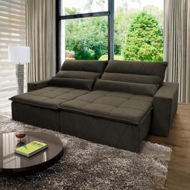 Imagem de Sofá Retrátil Reclinável Amsterdam 3,00m Suede Velut Tabaco Molas No Assento - King House
