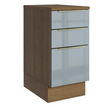 Imagem de Balcão De Cozinha 40 Cm 3 Gavetas Rustic/cinza Lux Madesa Rustic/cinza
