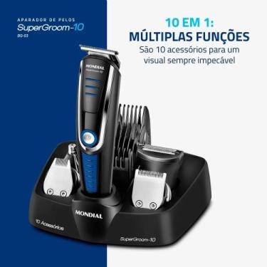 Imagem de Aparador Elétrico Mondial BG03 10 Em 1 Barba Cabelo Nariz Bivolt, Bivo