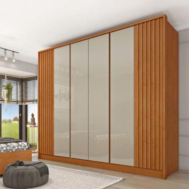 Imagem de Guarda Roupa com 6 Portas Barcelona Ripado Tcil, CINAMOMO/OFF WHITE/S/